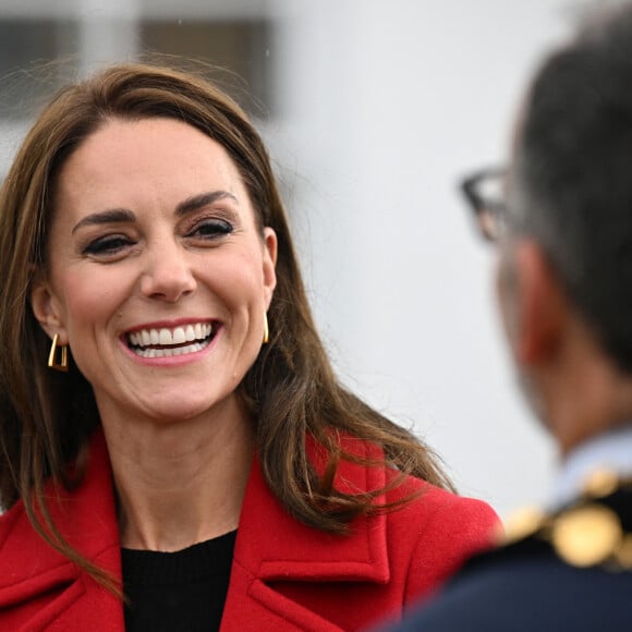 Catherine (Kate) Middleton, princesse de Galles, arrive pour une visite à la station de sauvetage RNLI Holyhead à Holyhead, Pays de Galles, Royaume Uni, le 27 septembre 2022.