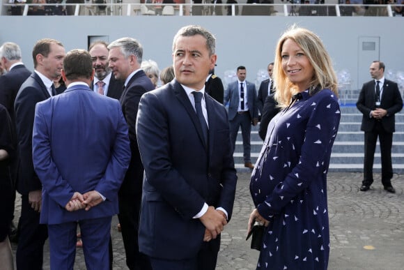 Gérald Darmanin, Ministre de l'intérieur et sa femme Rose-Marie Devillers (enceinte) - Le président français assiste au défilé du 14 juillet 2022, place de la Concorde, Paris, © Stéphane Lemouton / Bestimage