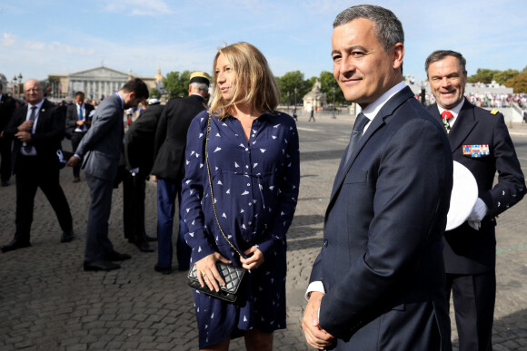 Gérald Darmanin, Ministre de l'intérieur et sa femme Rose-Marie Devillers (enceinte) - Le président français assiste au défilé du 14 juillet 2022, place de la Concorde, Paris, © Stéphane Lemouton / Bestimage