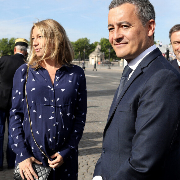 Gérald Darmanin, Ministre de l'intérieur et sa femme Rose-Marie Devillers (enceinte) - Le président français assiste au défilé du 14 juillet 2022, place de la Concorde, Paris, © Stéphane Lemouton / Bestimage