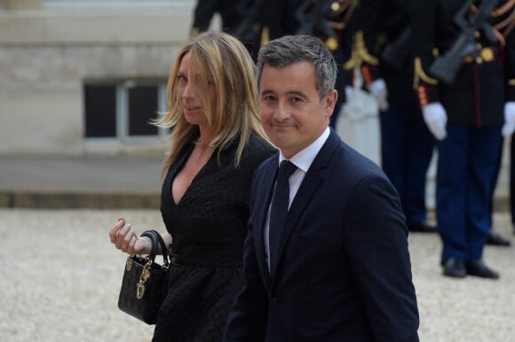 Gérald Darmanin et sa femme Rose-Marie Devillers - Arrivées au dîner d'Etat organisé pour la visite du président itlalien Sergio Mattarella au Palais de l'Elysée à Paris, le 5 juillet 2021.