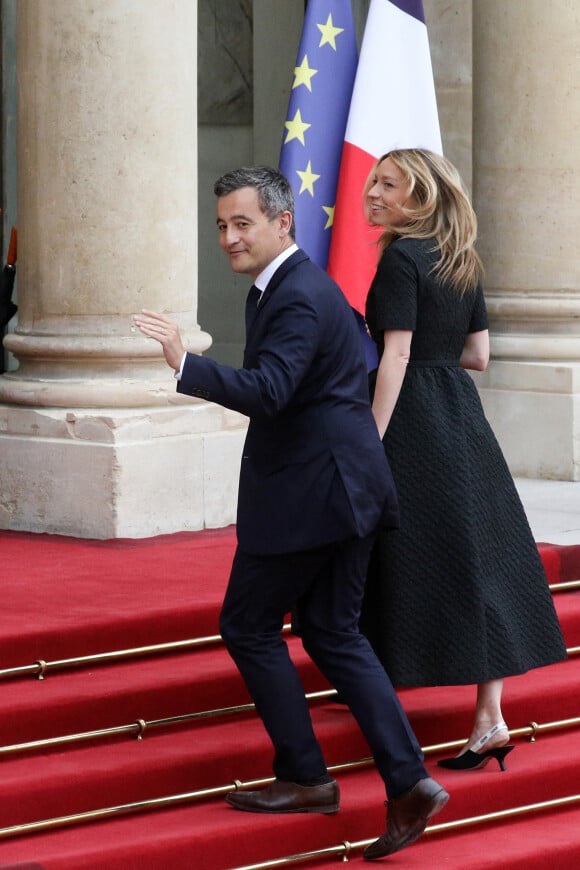 Gérald Darmanin et sa femme Rose-Marie Devillers - Arrivées au dîner d'Etat organisé pour la visite du président itlalien Sergio Mattarella au Palais de l'Elysée à Paris, le 5 juillet 2021.