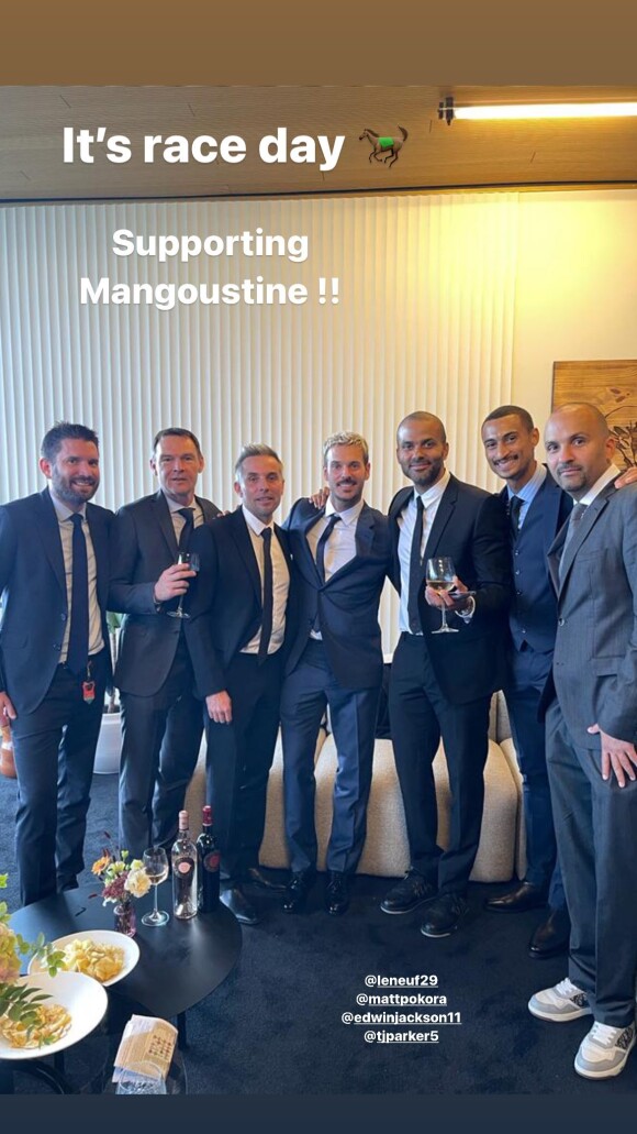 Tony Parker et ses amis au Prix de l'Arc de Triomphe.