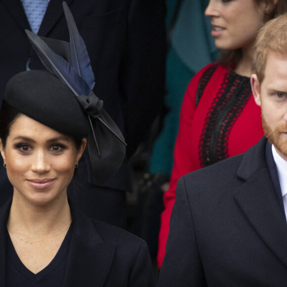 Le prince Harry, duc de Sussex, Meghan Markle, duchesse de Sussex - La famille royale assiste à la messe de Noël à Sandringham le 25 décembre 2018. 