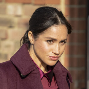 La duchesse de Sussex, Meghan Markle, enceinte, rend visite à la Hubb Community Kitchen à Londres. 