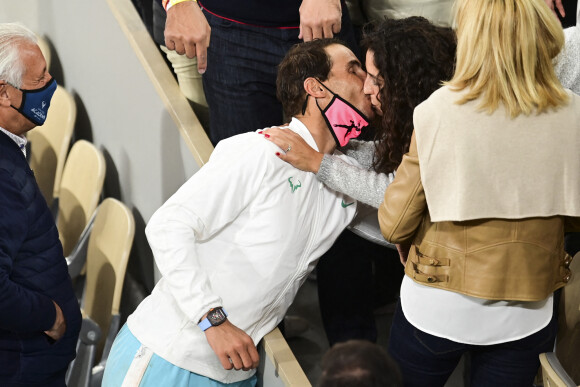 Rafael Nadal et sa femme Xisca Perello lors des internationaux de France de Roland Garros à Paris le 11 octobre 2020. © JB Autissier / Panoramic / Bestimage.