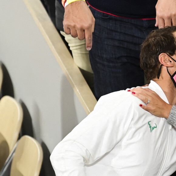 Rafael Nadal et sa femme Xisca Perello lors des internationaux de France de Roland Garros à Paris le 11 octobre 2020. © JB Autissier / Panoramic / Bestimage.