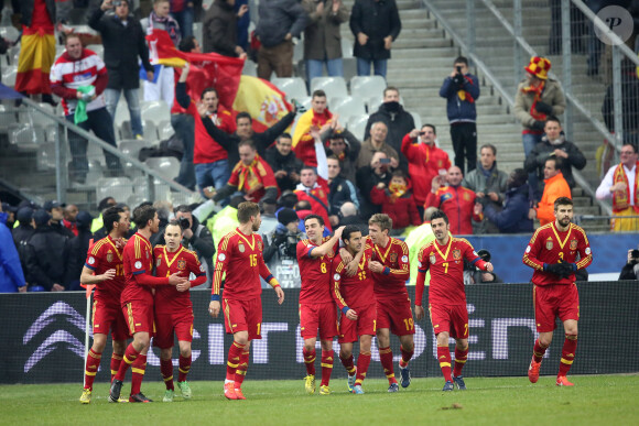 Equipe d'Espagne - Match comptant pour la qualification de la prochaine Coupe du Monde de football au Bresil entre la France et l' Espagne (0-1) au stade de France a Saint-Denis.
