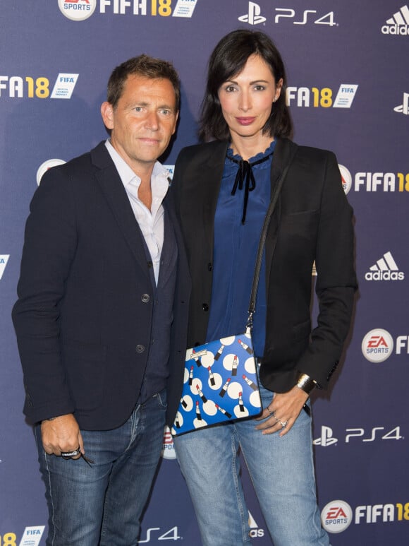 Géraldine Maillet et son compagnon Daniel Riolo - Lancement du jeu vidéo de football FIFA 18 (FIFA 2018) à l'établissement public de coopération culturelle parisien "CentQuatre" à Paris, France, le 25 septembre 2017. © Pierre Perusseau/Bestimage