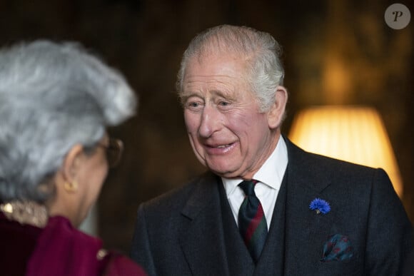 Le roi Charles III d'Angleterre organise une réception pour célébrer les communautés sud-asiatiques britanniques, au palais de Holyroodhouse à Édimbourg (Ecosse), le 3 octobre 2022.