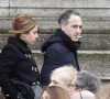 Léa Salame et Raphaël Glucksmann lors des obsèques de Sebastien Demorand à Paris le 31 janvier 2020