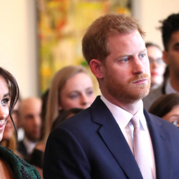 Le prince Harry, duc de Sussex, Meghan Markle, enceinte, duchesse de Sussex, lors de leur visite à Canada House dans le cadre d'une cérémonie pour la Journée du Commonwealth à Londres le 11 mars 2019. 