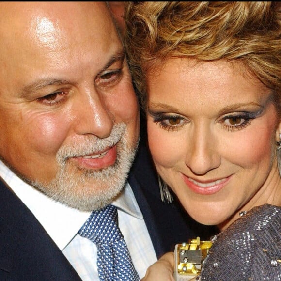 René Angélil et Céline Dion après son nouveau spectacle "A New Day" à Las Vegas le 27 mars 2003.