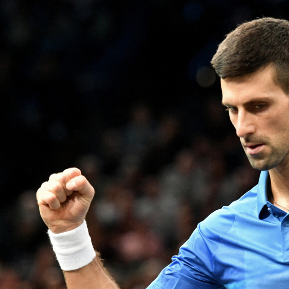 Novak Djokovic " Nole" - Novak Djokovic " Nole", remporte son match face à Maxime Cressy lors du tournoi de tennis "Rolex Paris Masters 2022" à Bercy AccorHotels Arena à Paris, le1er novembre 2022 © Veeren/Bestimage 