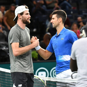 Novak Djokovic " Nole" et Maxime Cressy - Novak Djokovic " Nole", remporte son match face à Maxime Cressy lors du tournoi de tennis "Rolex Paris Masters 2022" à Bercy AccorHotels Arena à Paris, le1er novembre 2022 © Veeren/Bestimage 