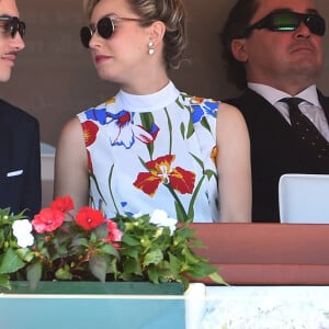 Jazmin Grace Grimaldi (la fille du prince Albert II de Monaco) et son compagnon Ian Mellencamp en tribune lors du Rolex Monte-Carlo Masters 2018 à Roquebrune Cap Martin le 19 avril 2018. © Bruno Bebert / Bestimage 