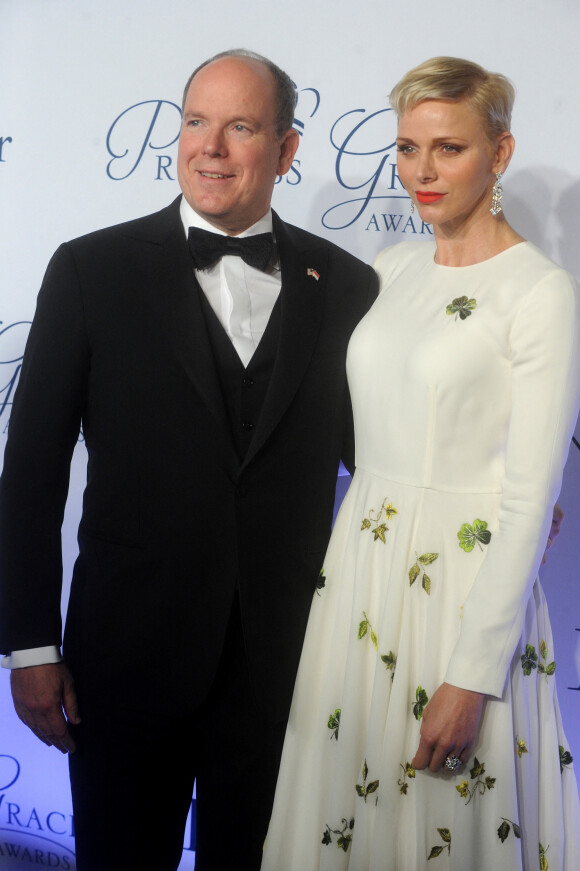 Le prince Albert II de Monaco et la princesse Charlène à la Soirée "Princess Grace Awards Gala 2016" au restaurant Cipriani à New York le 24 octobre 2016.