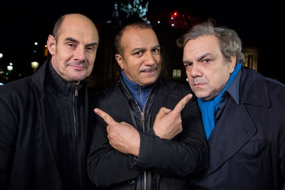 Bernard Campan, Pascal Legitimus et Didier Bourdon (Les Inconnus) - Enregistrement de l'emission "Toute la musique qu'on aime" en décembre 2013. 
