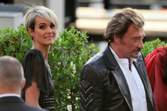 Laeticia Hallyday et Johnny sur Le Paquebot, à la soirée d'anniversaire de Johnny Hallyday. 15/06/2010