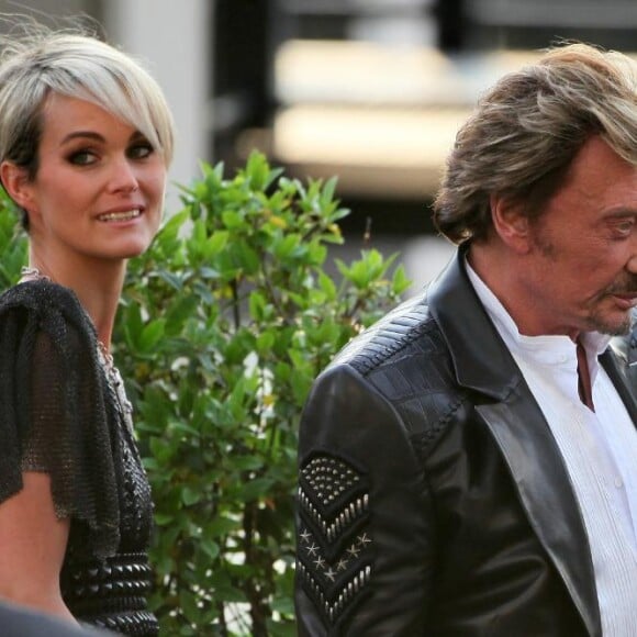 Laeticia Hallyday et Johnny sur Le Paquebot, à la soirée d'anniversaire de Johnny Hallyday. 15/06/2010