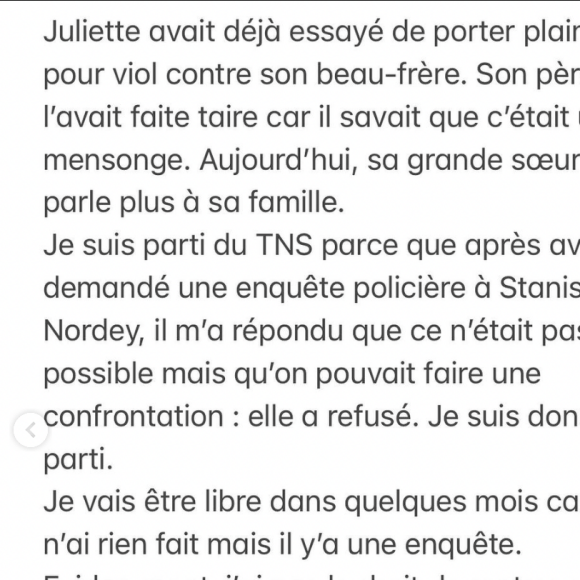 Le communiqué de Sofiane Bennacer sur Instagram