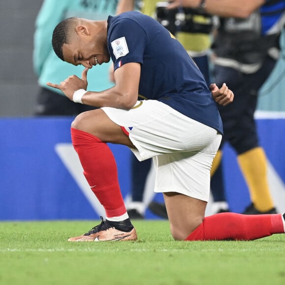 Kylian Mbappé lors du match du groupe D opposant la France au Danemark lors de coupe de Monde au stade 974 à Doha au Qatar, le 26 novembre 2022. La France a gagné 2-1. © Philippe Perusseau/Bestimage