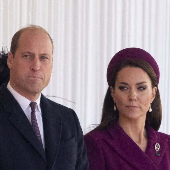 Camilla Parker Bowles, reine consort d'Angleterre, le prince William, prince de Galles, et Catherine (Kate) Middleton, princesse de Galles - La famille royale et le gouvernement du Royaume Uni lors de la cérémonie d'accueil du président de l'Afrique du Sud, en visite d'état à Londres, Royaume Uni, le 22 novembre 2022.