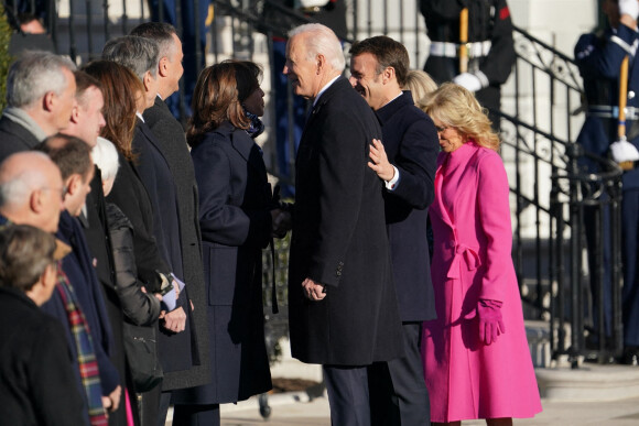 Le président américain Joe Biden, la première dame Jill Biden et Kamala Harris, vice-présidente des Etats-Unis d'Amérique - Le président américain et la première dame accueillent le président français et sa femme à la Maison Blanche à Washington, The District, Etats-Unis, le 1er décembre 2022. 