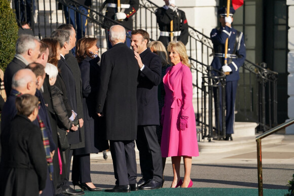 Le président américain Joe Biden, la première dame Jill Biden et Kamala Harris, vice-présidente des Etats-Unis d'Amérique - Le président américain et la première dame accueillent le président français et sa femme à la Maison Blanche à Washington, The District, Etats-Unis, le 1er décembre 2022. 