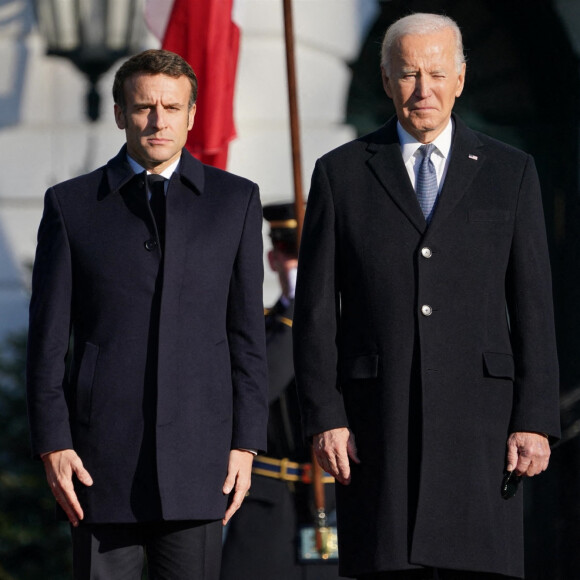 Le président américain Joe Biden accueille le président français Emmanuel Macron à la Maison Blanche à Washington, The District, Etats-Unis, le 1er décembre 2022. 