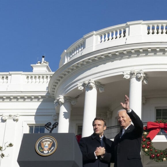 Le président américain Joe Biden accueille le président français Emmanuel Macron à la Maison Blanche à Washington, The District, Etats-Unis, le 1er décembre 2022. 