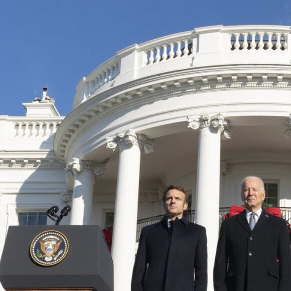 Le président américain Joe Biden accueille le président français Emmanuel Macron à la Maison Blanche à Washington, The District, Etats-Unis, le 1er décembre 2022. 