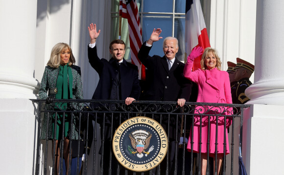 Cérémonie d'accueil du président de la République française Emmanuel Macron et de la première Dame Brigitte Macron à la Maison Blanche à Washington. © Dominique Jacovides / Bestimage 