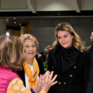 Exclusif - Le prince Albert II de Monaco, sa nièce, Camille Gottlieb, la marraine d'honneur du Téléthon monégasque, guidés par Muriel Agliardi, la présidente de l'association Monaco Maladies Génétiques, ont inauguré la 36ème édition du Téléthon au Grimaldi Forum à Monaco. Le 3 décembre 2022. © Bruno Bebert / Bestimage 