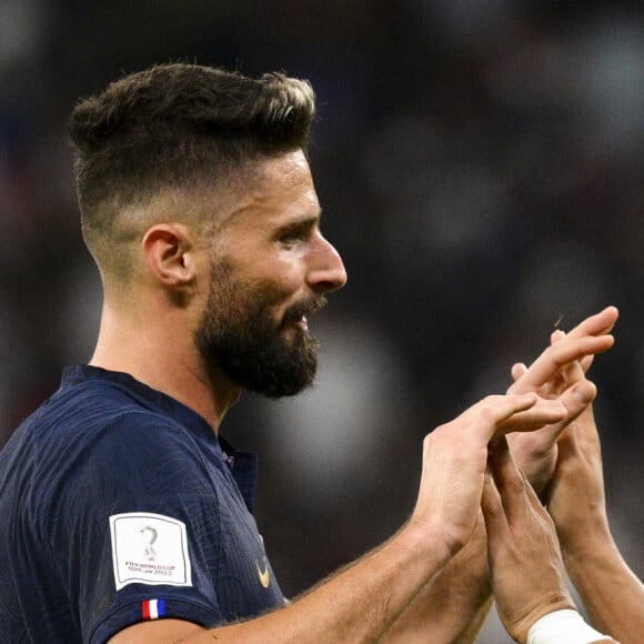 Olivier Giroud, Kylian MBappe - Joie des joueurs français lors du match des 1/8emes de finale de la Coupe de Monde de Football "France vs Pologne (3-1)" à Doha au Qatar. Le 4 décembre 2022 © JB Autissier / Panoramic / Bestimage