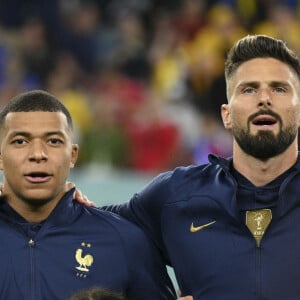 Kylian Mbappé / Olivier Giroud - Match "France - Australie (4-1)" lors de la Coupe du Monde 2022 au Qatar, le 22 novembre 2022.