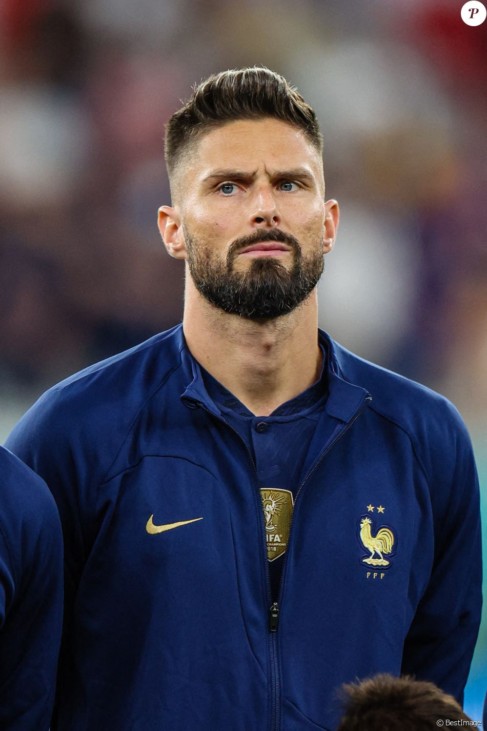 Olivier Giroud - Match &quot; France - Pologne &quot; (3-1) lors de la Coupe du Monde 2022 au Qatar, le 4 décembre 2022. L&#039;équipe de France est qualifiée pour les quarts de finale.