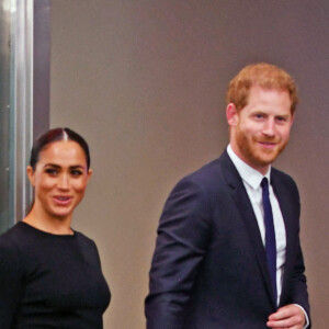 Le prince Harry, duc de Sussex et Meghan Markle, duchesse de Sussex, lors de la célébration du "Nelson Mandela International Day" au siège de l'ONU à New York. Le Prix Nelson Mandela des Nations Unies 2020 a été décerné à Mme Marianna V. Vardinoyannis de Grèce et au Dr Morissanda Kouyate de Guinée. New York, le 18 juillet 2022. 