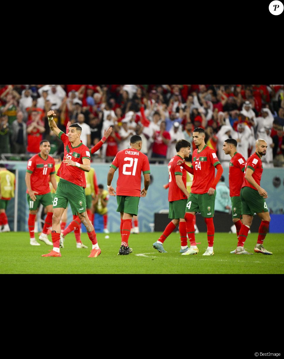 Joie des joueurs du Maroc pendant la seance de tirq au but - Match "Maroc - Espagne (tab 3-0)" lors de la Coupe du Monde 2022 au Qatar (FIFA World Cup Qatar 2022), le 6 décembre 2022.