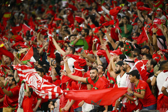 Supporters du Maroc - Ambiance - Match "Maroc - Espagne (tab 3-0)" lors de la Coupe du Monde 2022 au Qatar (FIFA World Cup Qatar 2022), le 6 décembre 2022.