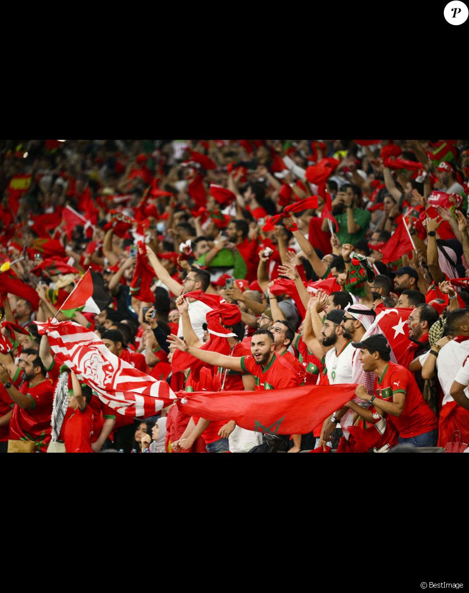 Supporters du Maroc - Ambiance - Match "Maroc - Espagne (tab 3-0)" lors de la Coupe du Monde 2022 au Qatar (FIFA World Cup Qatar 2022), le 6 décembre 2022.