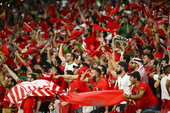 Supporters du Maroc - Ambiance - Match "Maroc - Espagne (tab 3-0)" lors de la Coupe du Monde 2022 au Qatar (FIFA World Cup Qatar 2022), le 6 décembre 2022.