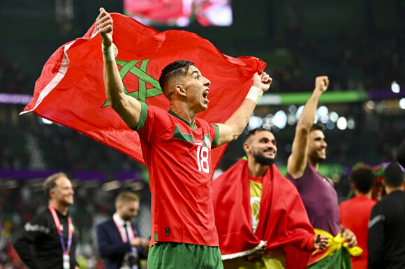 Joie des joueurs du Maroc apres la seance de Tirs au But - Match "Maroc - Espagne (tab 3-0)" lors de la Coupe du Monde 2022 au Qatar (FIFA World Cup Qatar 2022), le 6 décembre 2022.