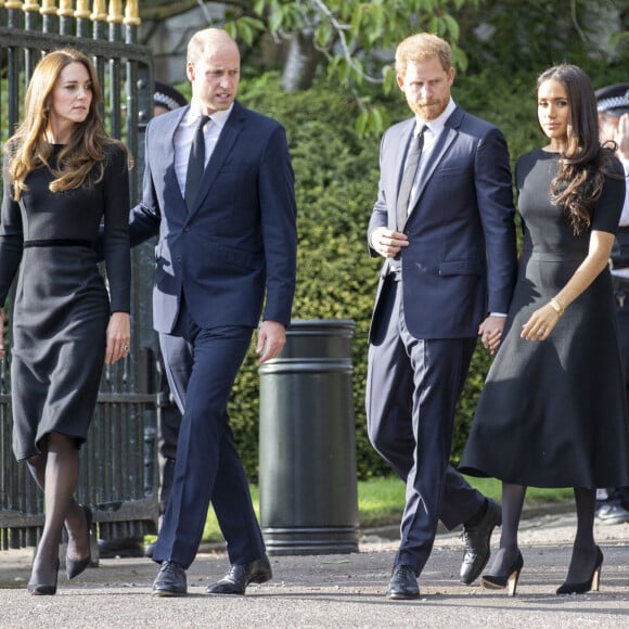 Le prince de Galles William, la princesse de Galles Kate Catherine Middleton, le prince Harry, duc de Sussex, Meghan Markle, duchesse de Sussex.