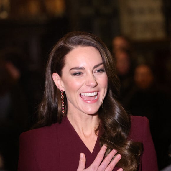 Catherine (Kate) Middleton, princesse de Galles, arrive pour le "Together at Christmas" Carol Service à l'abbaye de Westminster à Londres, Royaume uni