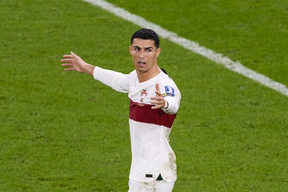 Cristiano Ronaldo avec l'équipe du Portugal face au Maroc (1-0) en quarts de finale de la Coupe du Monde 2022 au Qatar (FIFA World Cup Qatar 2022), le 10 décembre 2022.