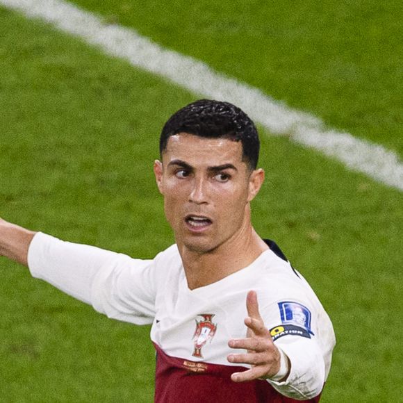 Cristiano Ronaldo avec l'équipe du Portugal face au Maroc (1-0) en quarts de finale de la Coupe du Monde 2022 au Qatar (FIFA World Cup Qatar 2022), le 10 décembre 2022.