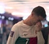 Cristiano Ronaldo en pleurs à la fin du match Portugal-Maroc qui a vu son équipe éliminée en quart de finale lors de la coupe de Monde de football (FIFA 2022) au stade Education City à Al Rayyan au Qatar le 10 décembre 2022.
