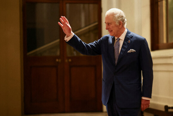 Le président sud-africain, Cyril Ramaphosa et le roi Charles III d'Angleterre au palais de Buckingham à Londres, Royaume Uni, le 23 novembre 2022. 