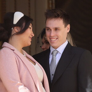 Louis Ducruet et sa femme Marie Chevallier - La famille princière au balcon du palais lors de la Fête Nationale de la principauté de Monaco. © Dominique Jacovides / Bruno Bebert / Bestimage 